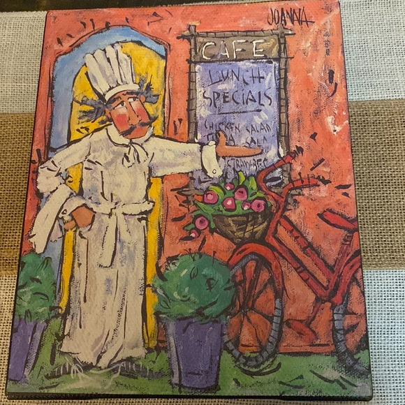 Set of 3 Wrapped Canvas Art Work Chef Pictures by Expressionist Artist JOANNA. - Picture 3 of 8